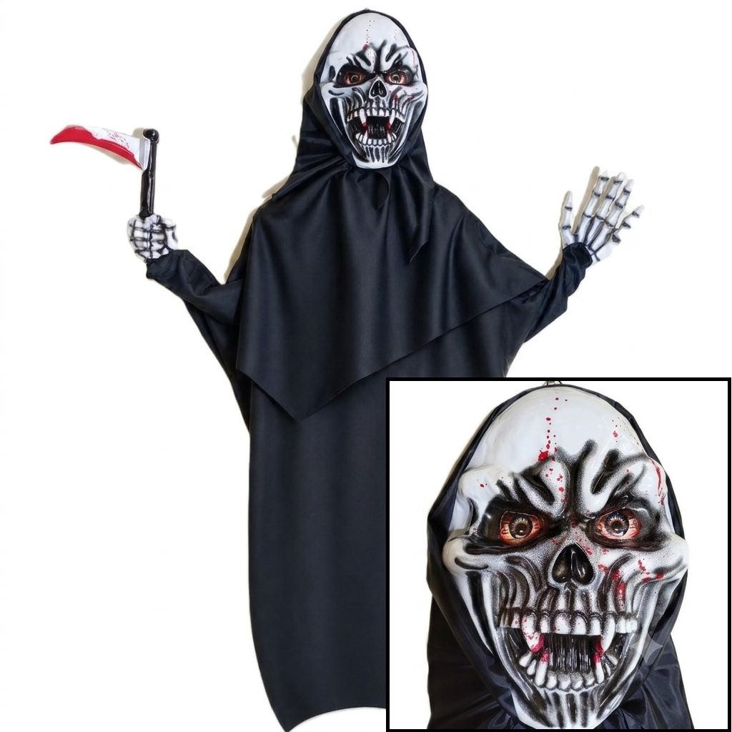 MUÑECO COLGANTE GIGANTE CALAVERA CON LUZ Y SONIDO Alto 2,30 x Ancho 1,40**MIRADA REAL**